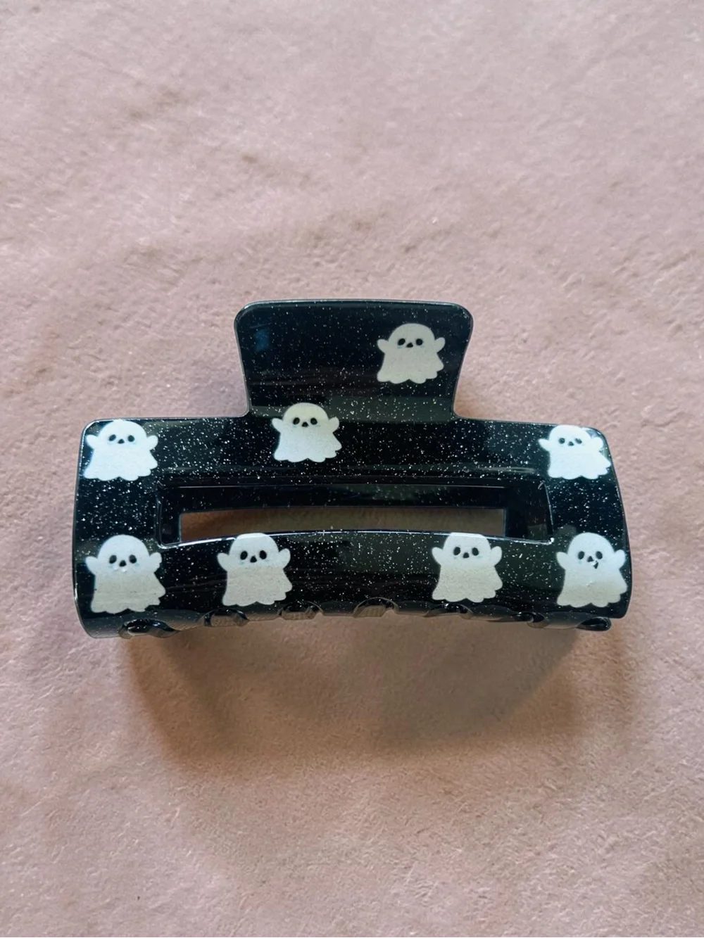Black Ghost Print Hair Claw Clip